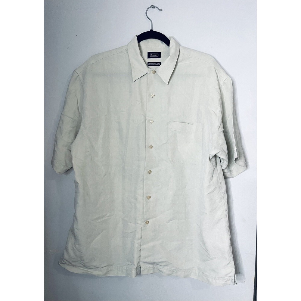 Haggar Short Sleeve button down shirt Men's Large‎ Ivory